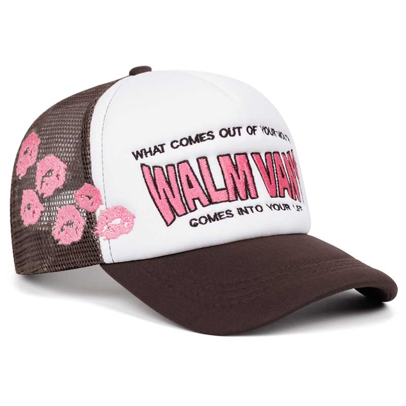 Letter Lip Print Embroidered Sponge Baseball Cap, Outdoor Sports Event Mesh Baseball Cap, American Truck Driver Cap Adjustable