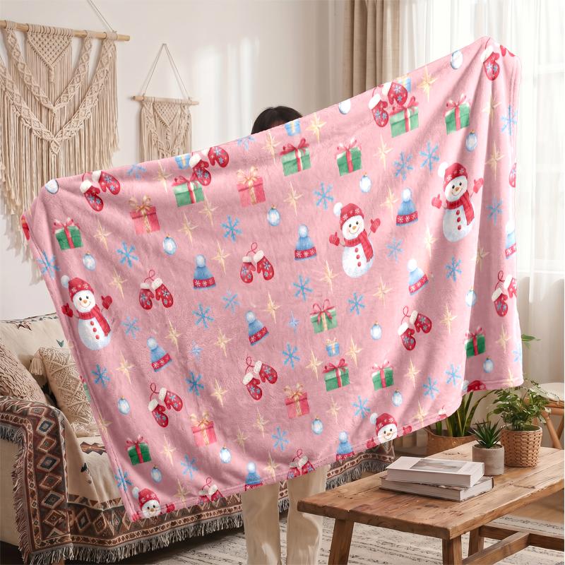 Christmas Flannel Throw Blanket Soft Warm Cozy For Sofa Bed Indoor Home Use Great Holiday Gift