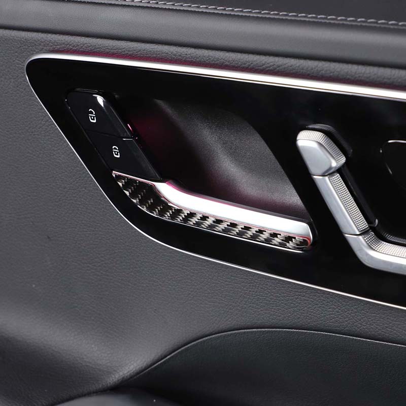 Soft Carbon Fiber Car Inner Door Handle Decorative Strip Trim Sticker For Mercedes Benz C-Class W206 2022-2024 Car Accessories