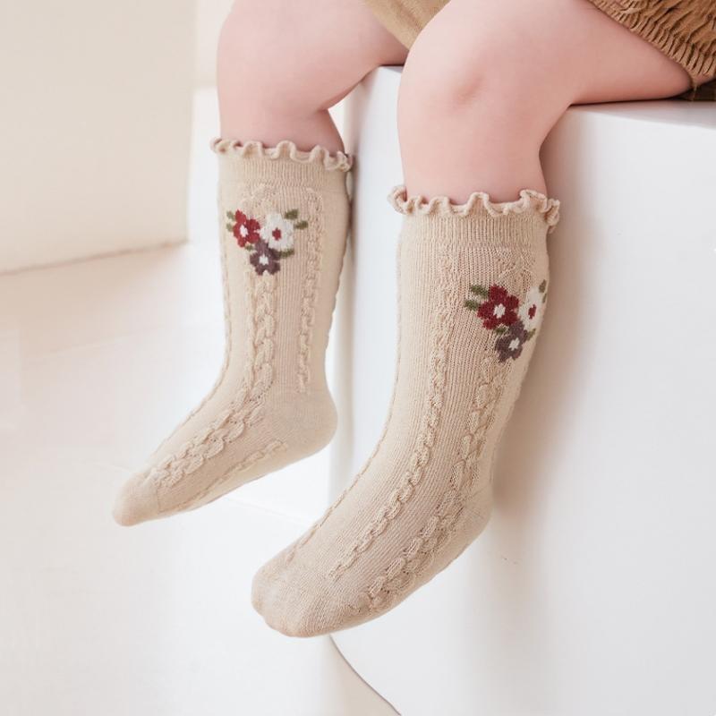 Baby Cotton Socks For Girls Newborn Toddler Ruffle Boneless Sock Children Medium tube Princess Stockings 0-8 Years Autumn Winter