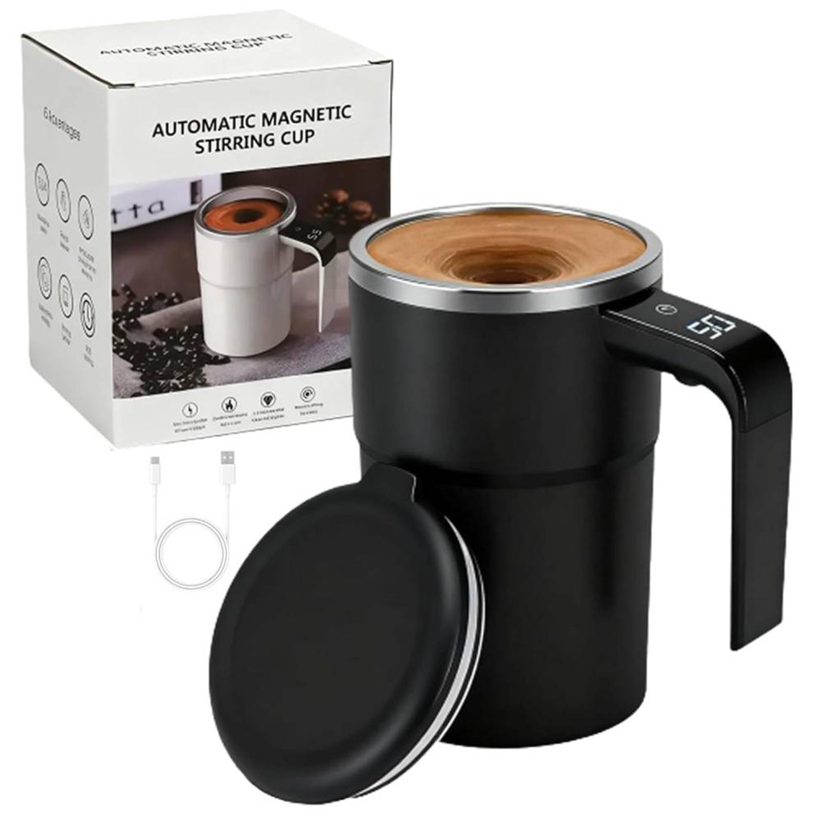 

Self Stirring Coffee Mug with Temperature Display Rechargeable Automatic Magnetic Mixing Cup for Coffee Milk Cocoa 380ml чорний