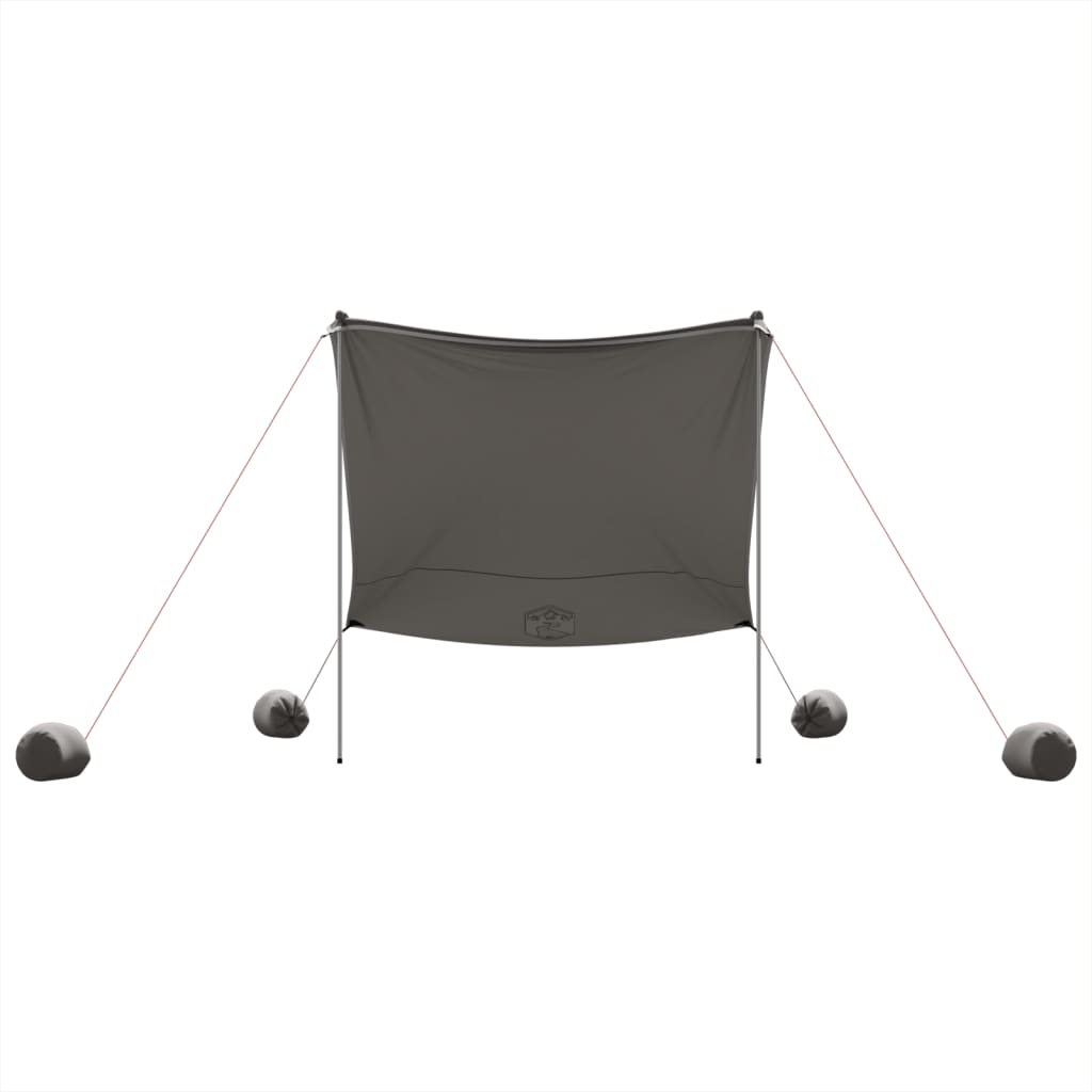 Beach Sun Shelter with Sandbags Gray 214 x 236 cm