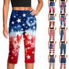 Women's High Waist Yoga Pants with Pocket Independence Day Print Slit Hem for Summer Workout