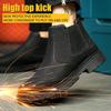 Men Safety Boots Steel Toe Shoes Work Shoes Leather Boots Indestructible Shoes Puncture-Proof Boots