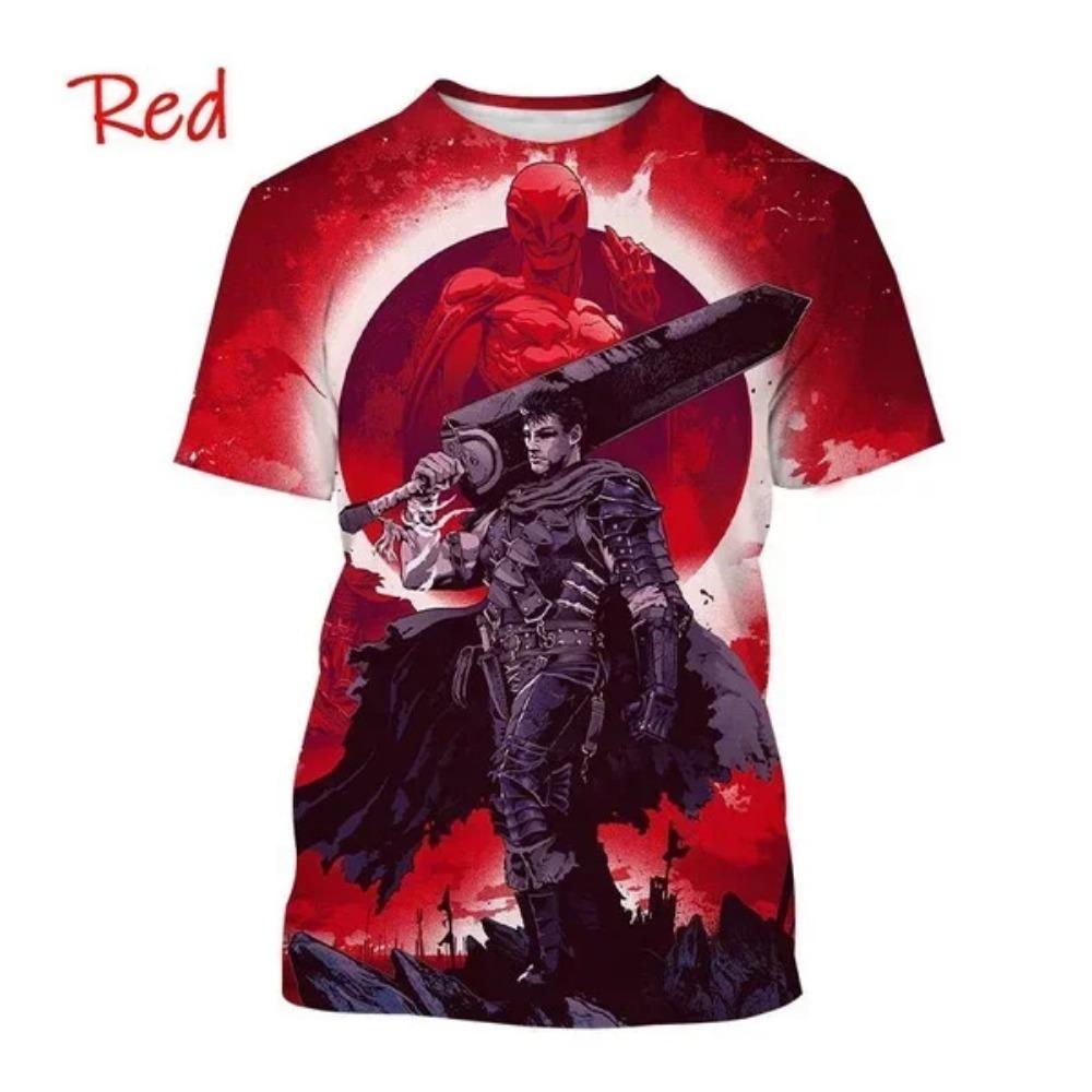 Anime Berserker 3D Printing  Anime Casual Street Style Hip Hop Short Sleeve Man