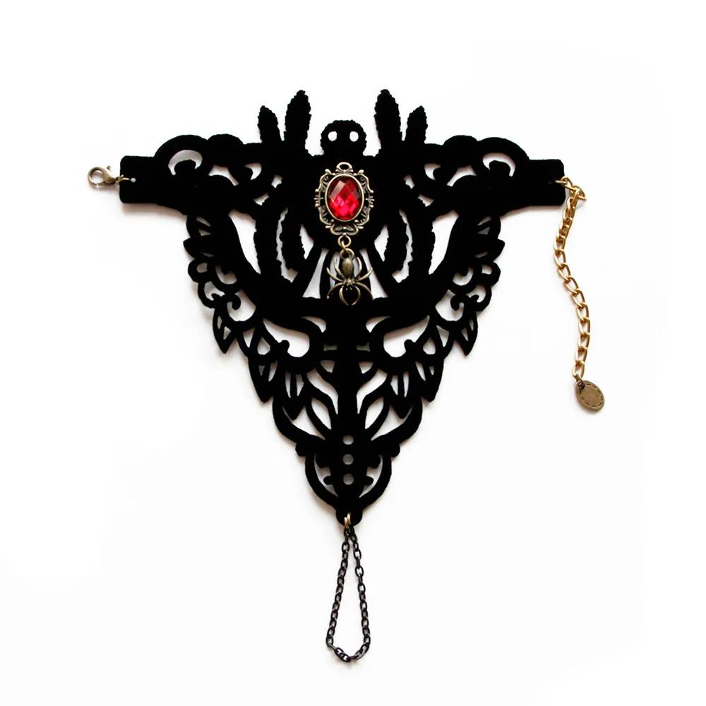 

Стимпанк Готический Браслет - Черное Кружевное Запястье Ручная Цепочка Викторианские Аксессуары Идеально для Хэллоуина Наряжаться и Косплей 17.5cm чёрный