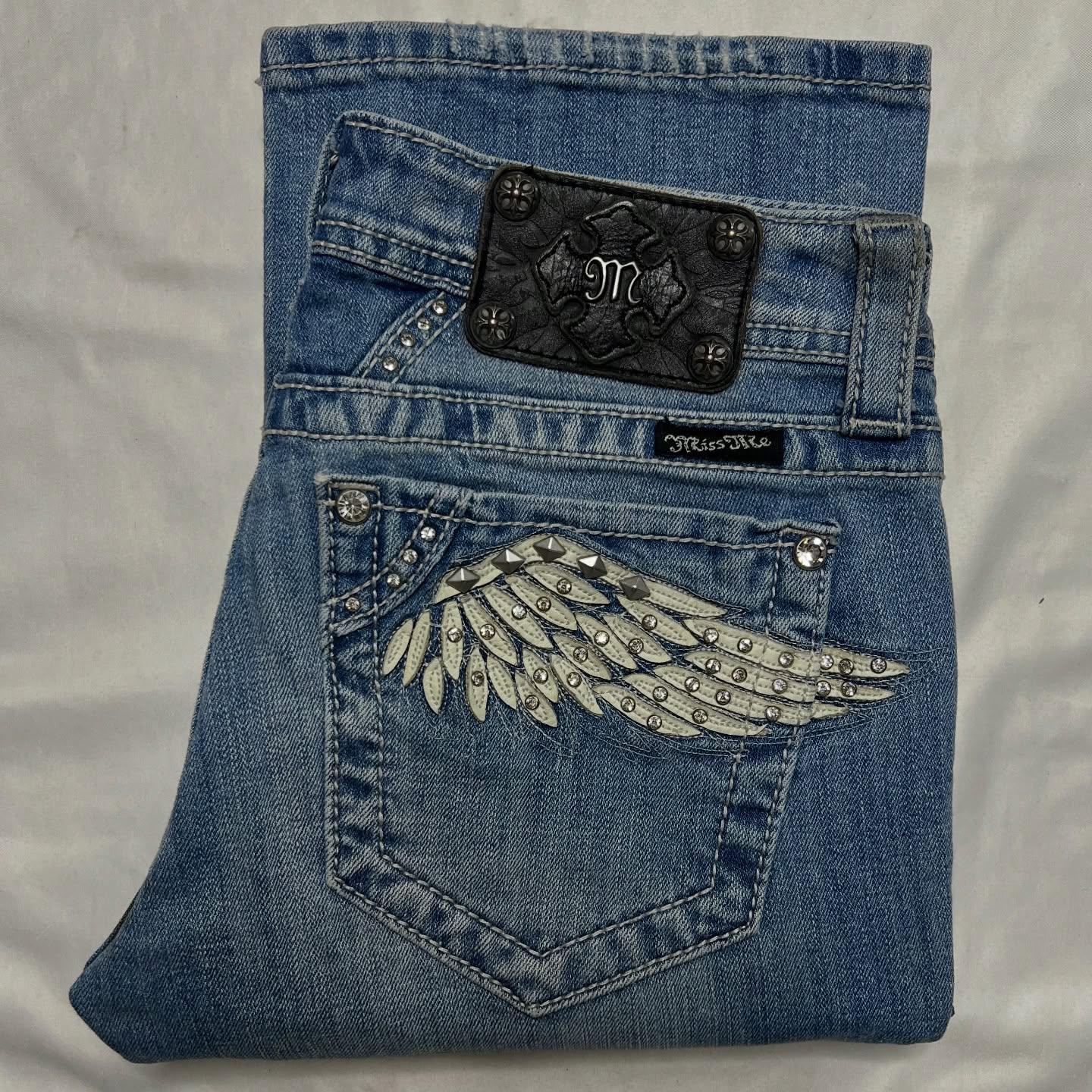 

Y2k Retro Gothic Rhinestone Wing Embroidered Jeans Womens Slim Low Rise Flared Denim Pants Fashion Streetwear Ladies Clothes S