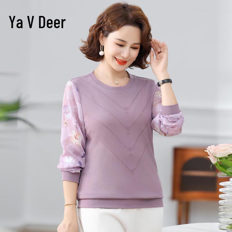 Ya Lu Women s Elegant Mesh Sleeve Spring T-Shirt 4XL