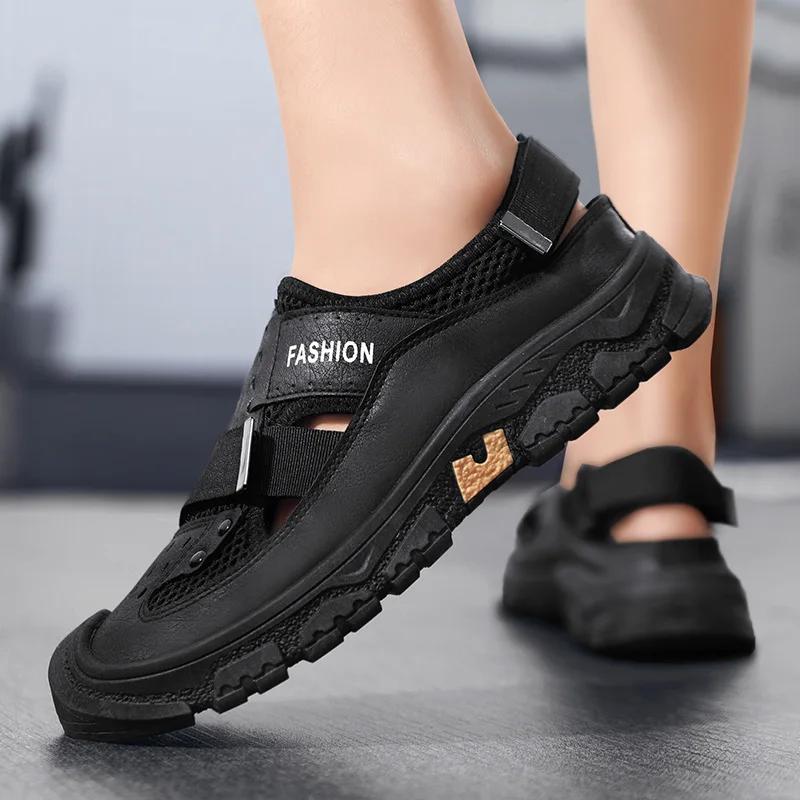 Fashion Men Outdoor Summer Sandals Mens Mesh Water Sports Shoes Sandal Flats 2025 Male Hiking Sandalias Hollow Breathable Casual Shoes