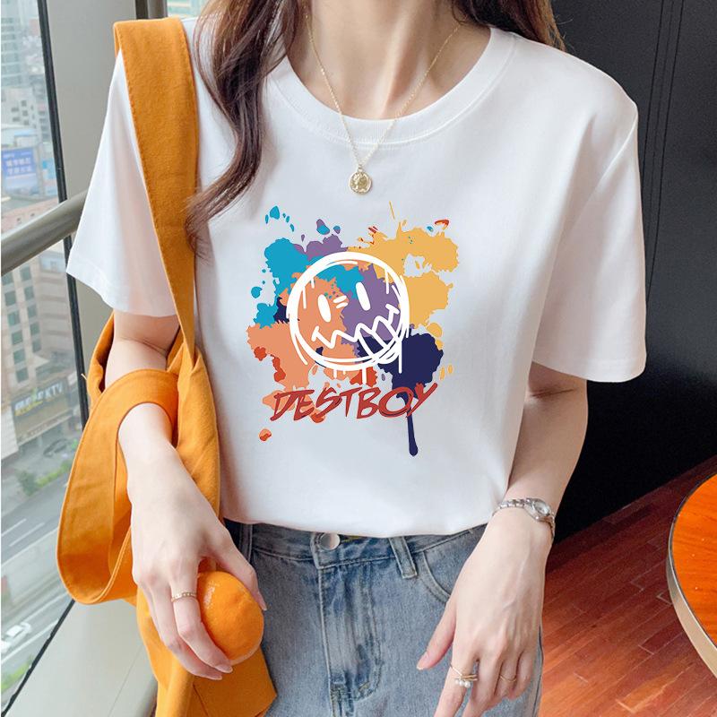 VEZFAA Damenmode Casual Sommer Frühling Kurzarm O-Ausschnitt Blusen & Hemden