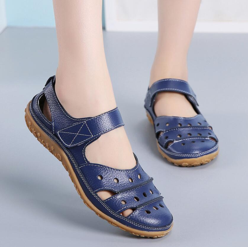 Women Sandals New Spring Summer Flat Hollow Out Ladies Shoes Buckle Solid Color Women's Sandals Beach Shoes