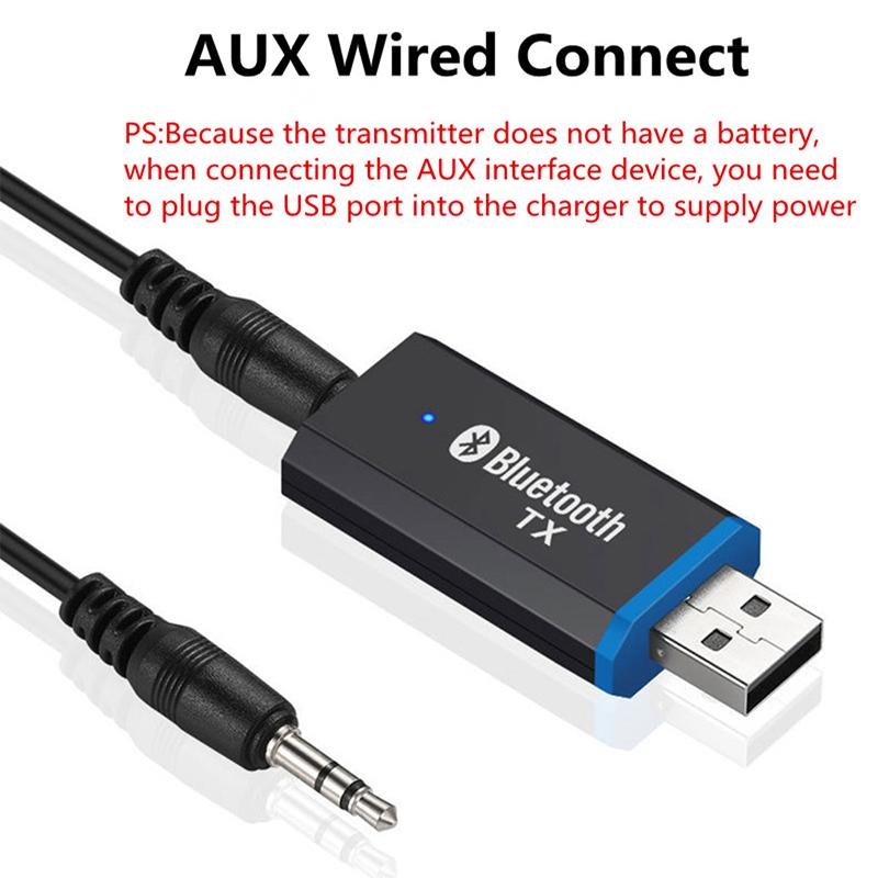 Bluetooth-Sender 5.0 + EDR-Audioadapter für TV-PC-Kopfhörer 3,5-mm-Buchse AUX USB-Stereo-Musik-Wireless-Adapter Plug & Play