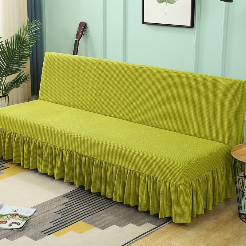 Folding Sofa Bed Cover Without Armrests, Solid Color Thickened Sofa Bed Cover, Simple Modern Sofa Cover All-Inclusive Skirt
