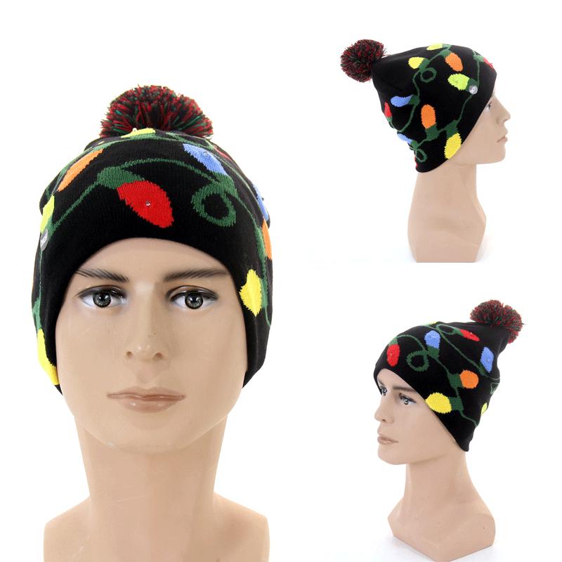 LED Flashing Multicolor Christmas Knit Hat - European & American Design