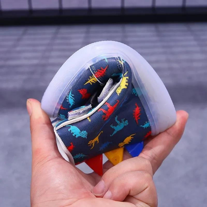 Children's High Top Sneakers 2024 New LED Lighted PU Kids Shoes Fashion Dinosaur Print Boys Casual Shoes Luminous Board Shoes