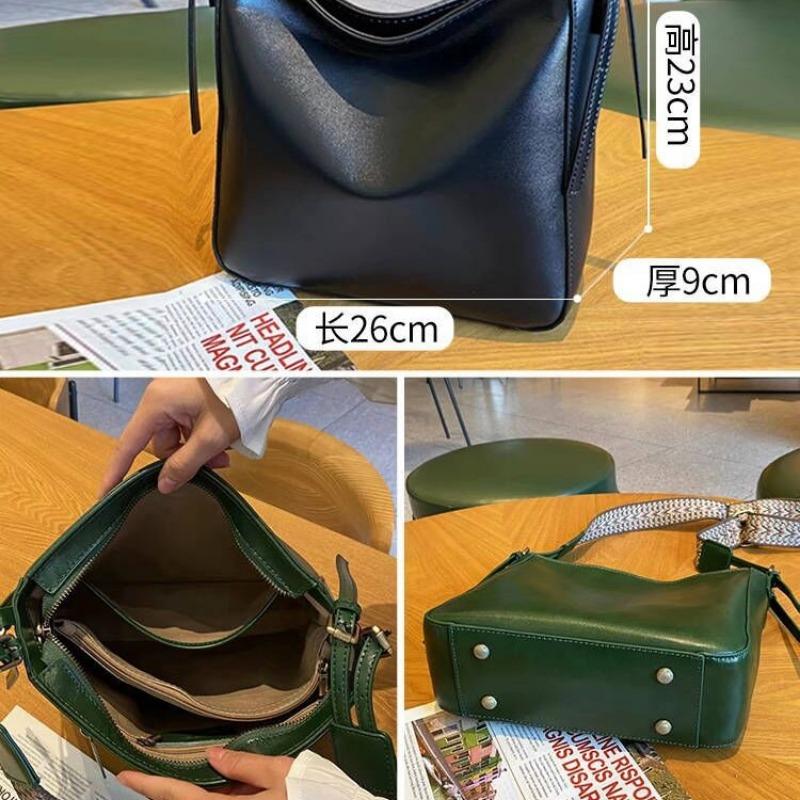 Bag Women Spring/Summer Genuine Leather Women's Bag Bucket Bag Large Capacity Commuter Underarm Bag Shoulder Bag