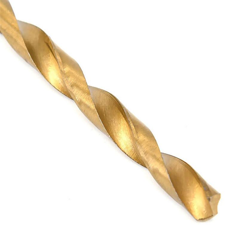 13Pcs HSS Aço de alta velocidade Titânio revestido Broca Bit Set 1/4 Hex Shank 1.5mm-6.5mm Hexagonal Handle Twist Broca