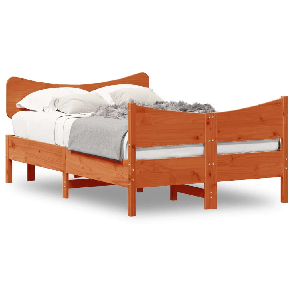 Vidaxl Bed Frame Without Mattress, Waxed Brown, 120X190 Cm, Pine