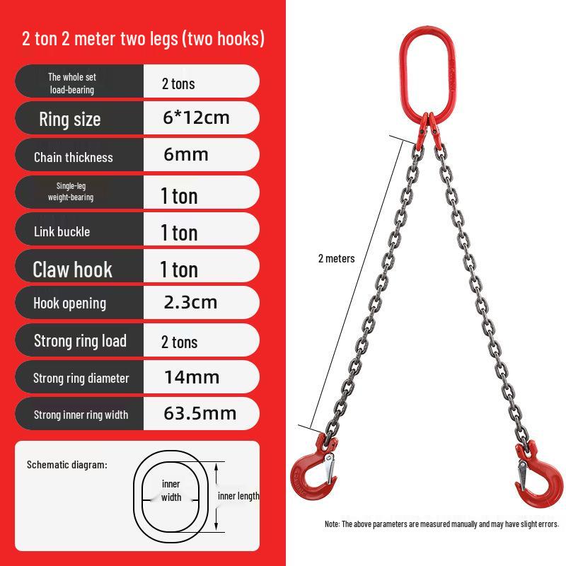 G80 Manganese Steel Hoist Chain Sling with Eye Hook - Single, Two, or Four Legs