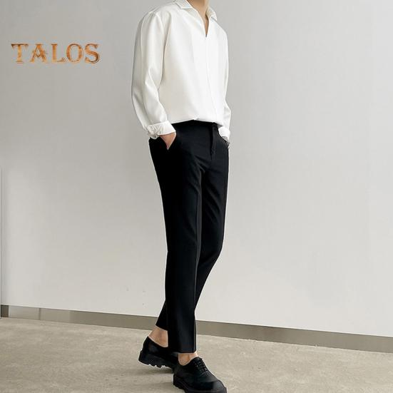 Herren Frühling Herbst Hemd V-Ausschnitt Revers Formales Bürohemd Seidig Locker Gerade Pullover Top Business Dating Party Hemd