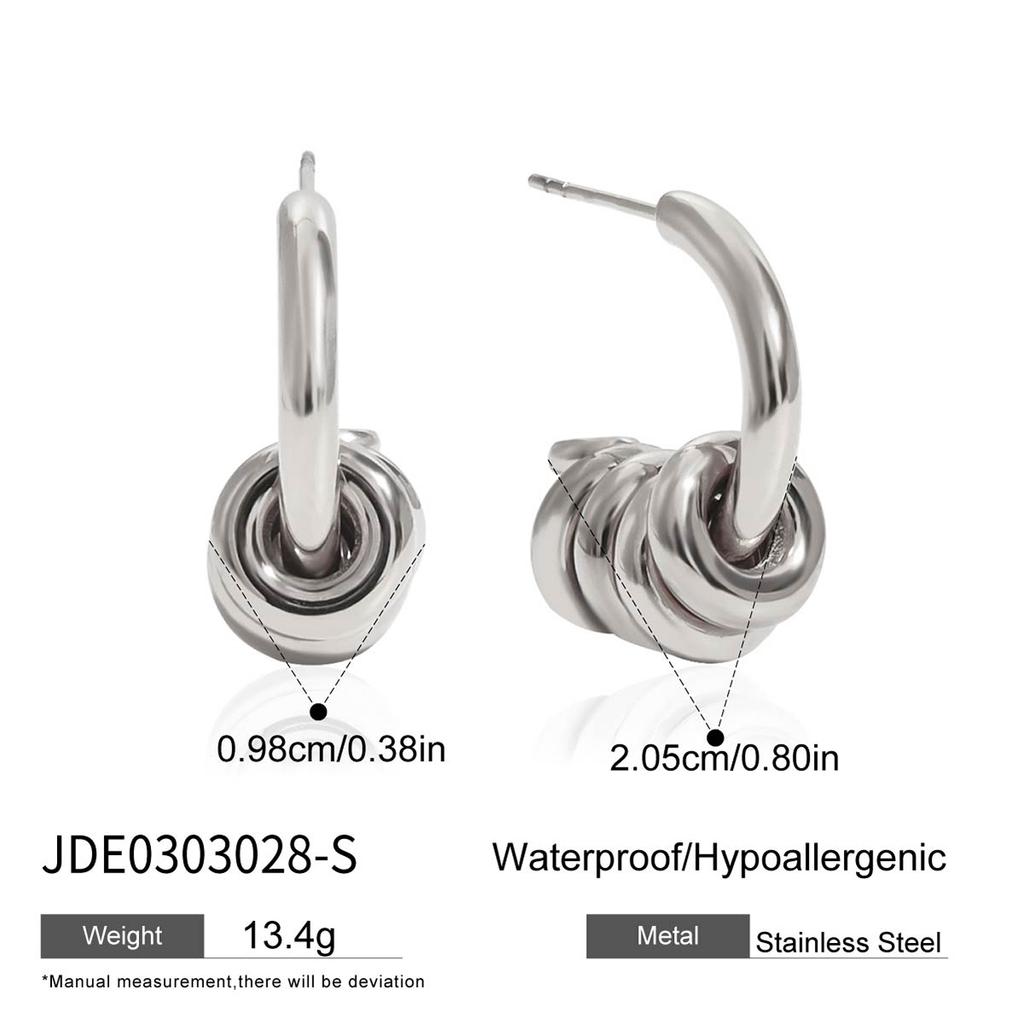 Youthway Women's Classic C-Shaped Hollow Multi-Ring Stud Earrings 18K Gold Color Plated Stainless Steel for Daily Commuting Wear