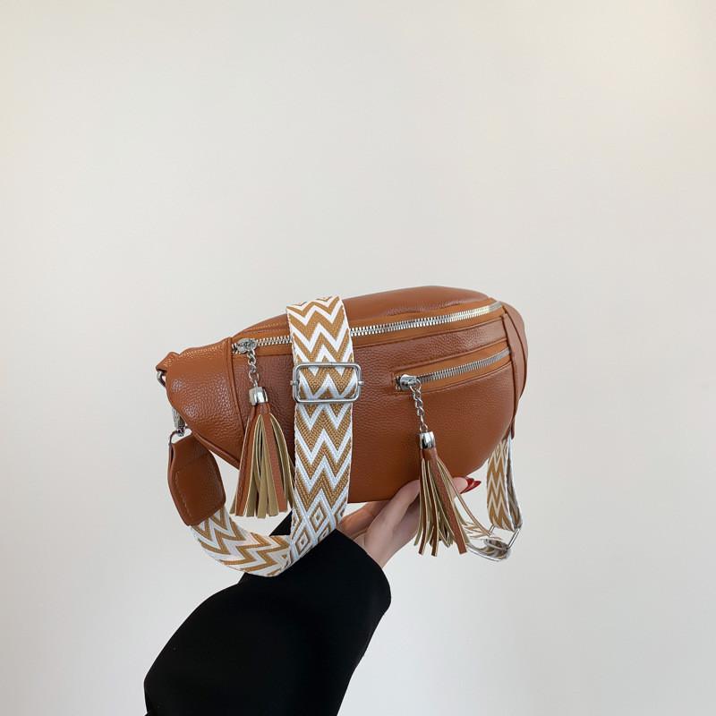 Stylish 2024 New Womens Slouchy Shoulder Bag In Black Beige Brown With Chic Tassel Design