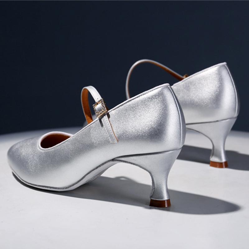 Leather Close Toe Women Modern Dance Shoes Suede Sole Waltz Ballroom Standard Dancing Shoes Heel 6.5cm