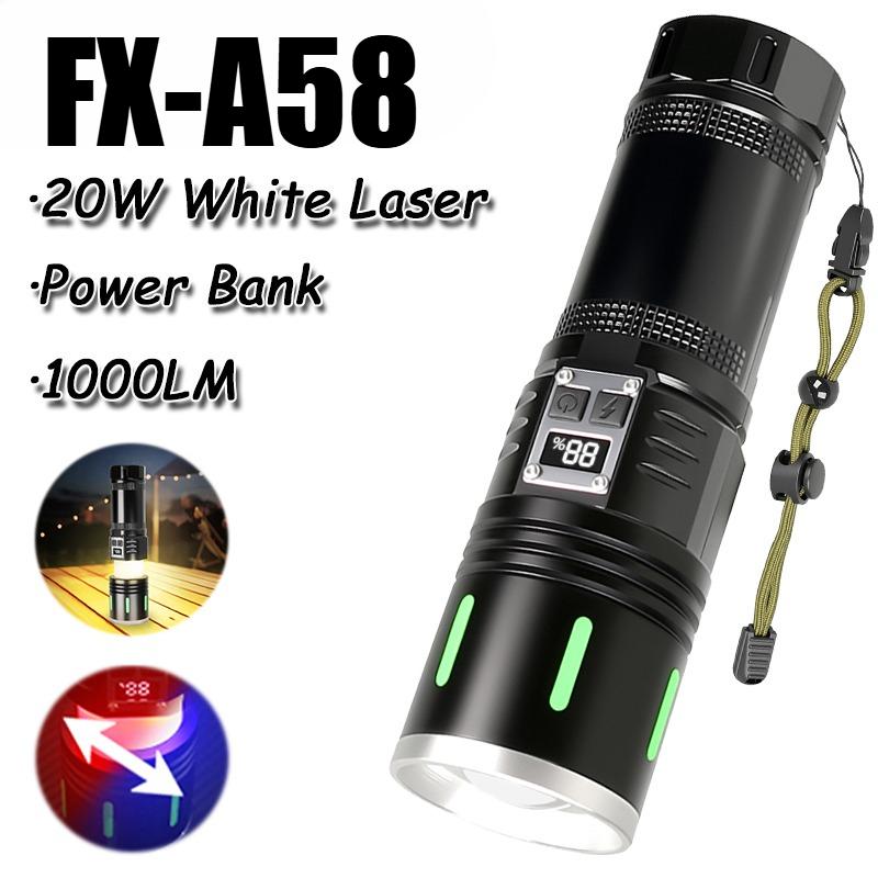 Super Bright 1000lumen LED Flashlight USB Rechargeable Tactical Zoom Spotlight Outdoor COB Camping Atmosphere Light Lantern