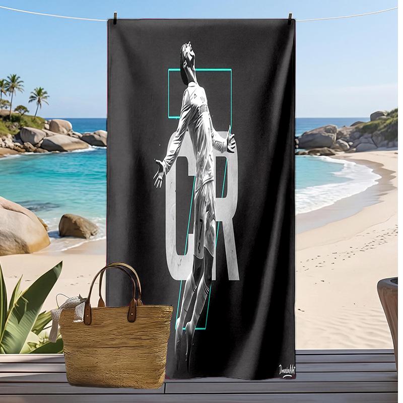 Cristiano Ronaldo Printed Beach Towel Quick Dry Soft TowelPortable Large Rectangular Beach Blanket for Travel Swimming Pool
