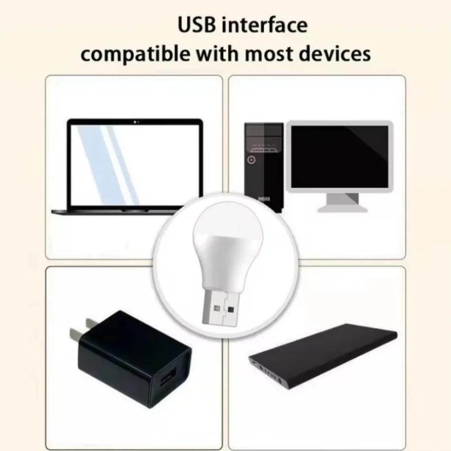 5Pcs 5V Super Bright LED Eye Protection Book Light Mini USB Plug Lamp Computer Mobile Power Charging USB Bulb Small Night Light