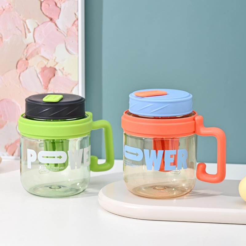 Office Drinking Cup Male and Female Lightweight Handle Office Cup with Tea Infuser Roomy Straw Tea Strainer Plastic Cup
