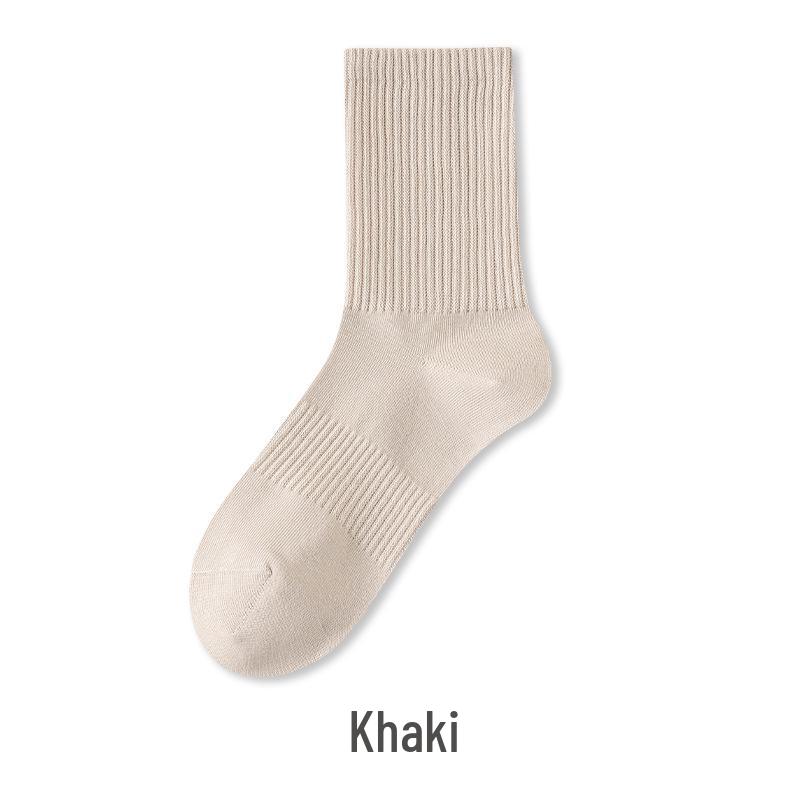 Chaussettes mi-mollet en coton pour femmes - Absorbantes la transpiration, résistantes aux odeurs, couleur unie pour le printemps et l'automne