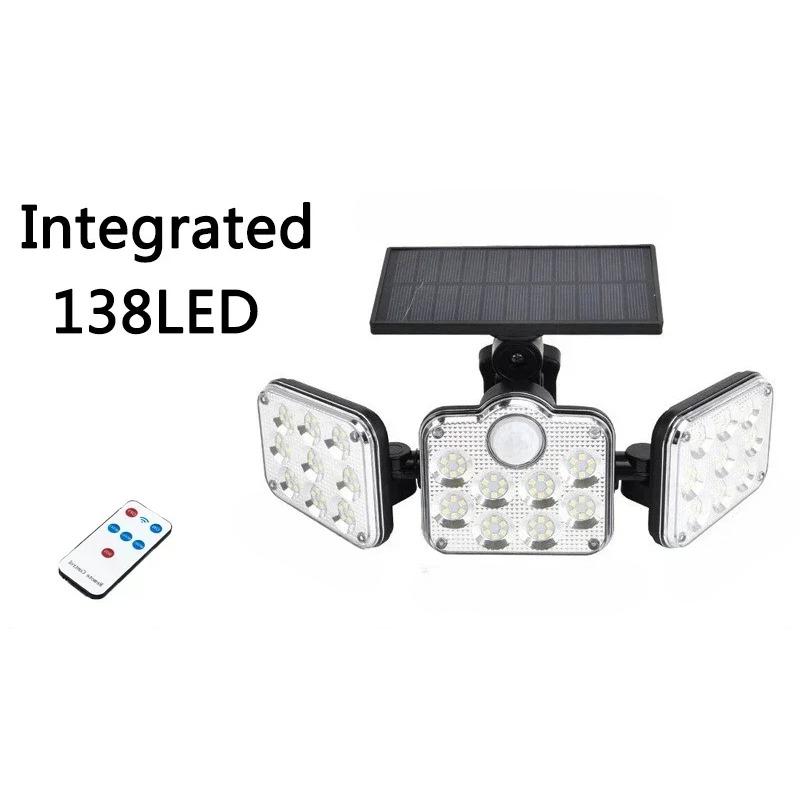 138 / 198LED Solar Lights Outdoor Motion Sensor  Human Induction  Adjustable  Head  IP65 Waterproof Solar Power Wall Lamp