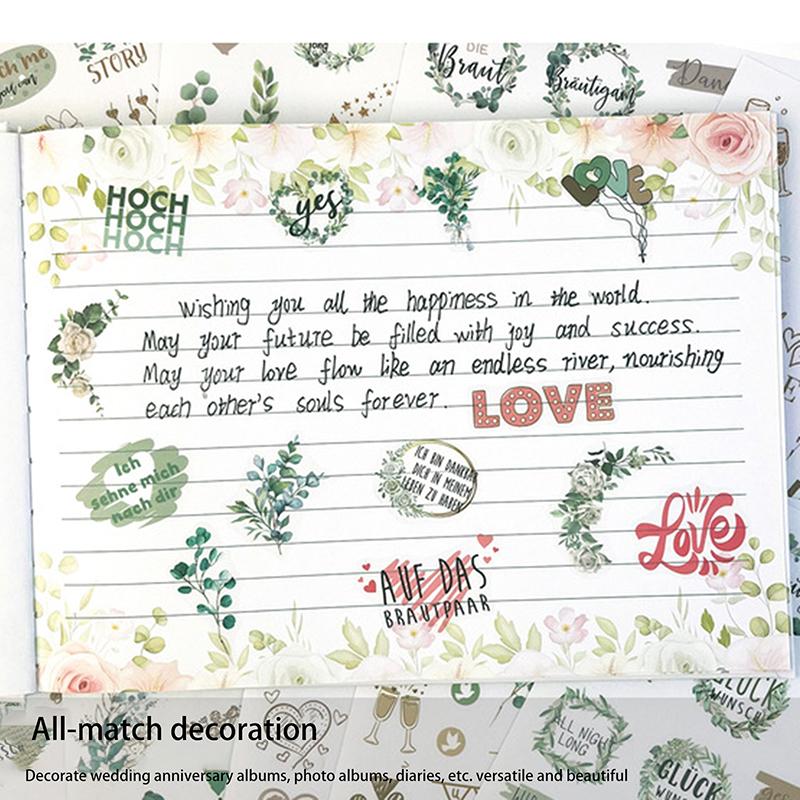 230Pcs 8 Sheets Wedding Theme Diy Scrapbooking Stickers Transparent Decorations For Guestbook Handaccount Arts Crafts Stickers
