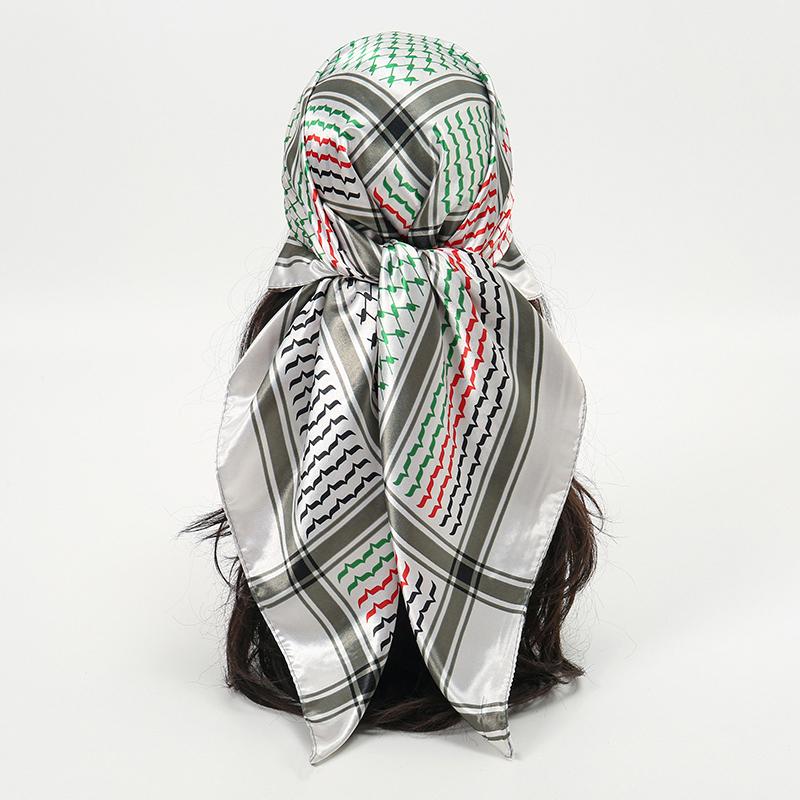 90x90CM Square Scarf New Luxury Design Popular Silk Style The Four Seasons Scarves Women Sunscreen Beach Kerchief Hijab