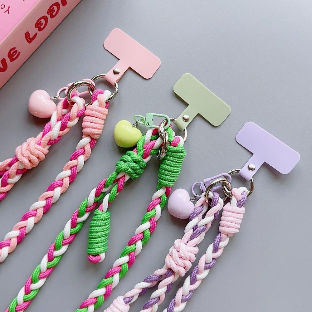 Braided Chain Mobile Phone Crossbody Lanyard Anti-lost Heart Crossbody Phone Strap