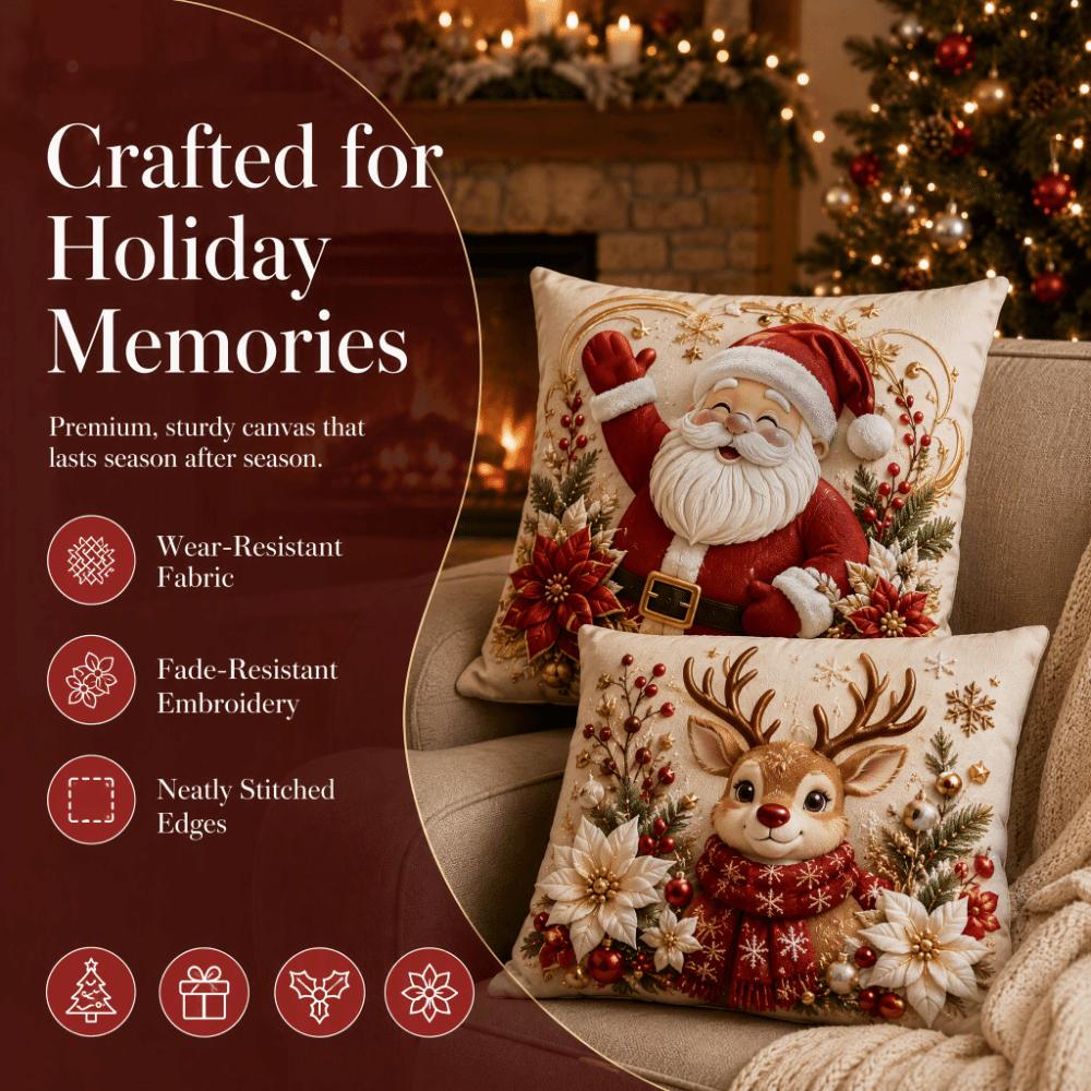 4Pcs Plush Decorative Pillowcase 45*45cm Christmas Pillow Cover  Festive Home Decor