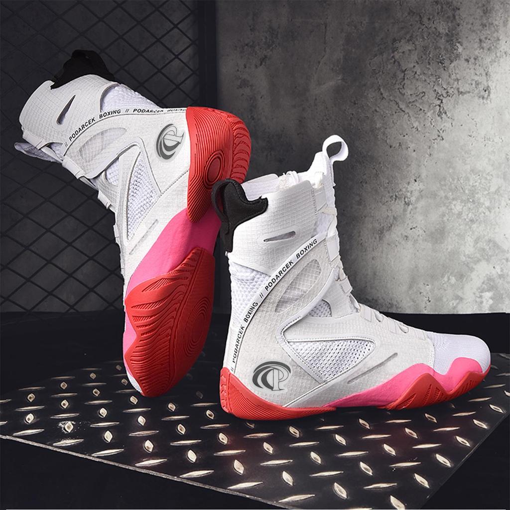 High-top Men's Wrestling Shoes Free Sparring Boxing Shoes Anti-slip Martial Art Shoes Gym Fitness Training Sneakers