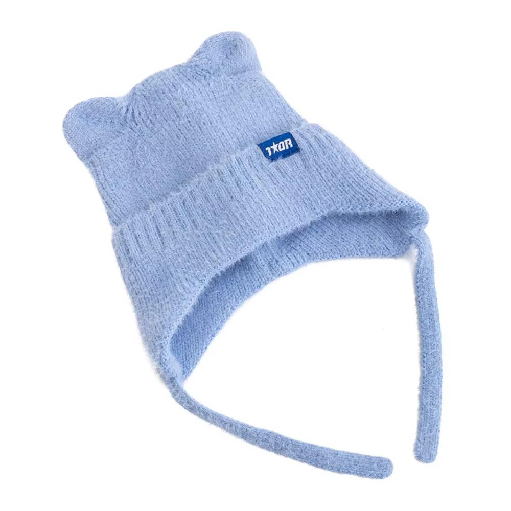 Warm Windproof Winter Hat Kpop Style Knitted Hat New Cute Cat Ear Earflap