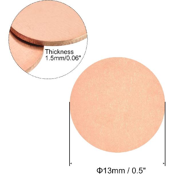 MECCANIXITY Stamping Blank Copper Round DIY Tags, 13mm/0.5" for Craft Decoration, Pack of 24