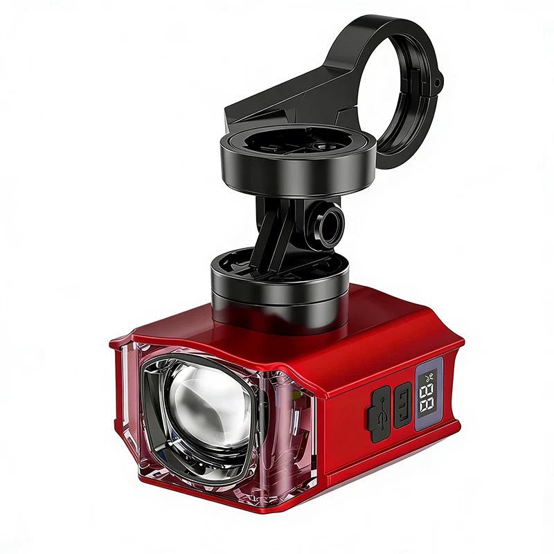 Aluminum Alloy Wireless Remote Bicycle Light, High/Low Beam, High Lumens, Electric Display, Quick Release, Wide Flood Cycling Light.