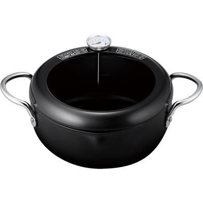 Wahei Freiz Iron Deep with Induction Gas Oil-Splash-Resistant Fryer, 22cm, Thermometer, Compatible, Compatible, Two-Handed Operation, RB-2766