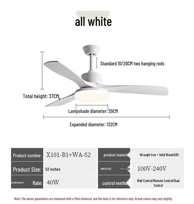 Nordic Retro Solid Wood Ceiling Fan with Light