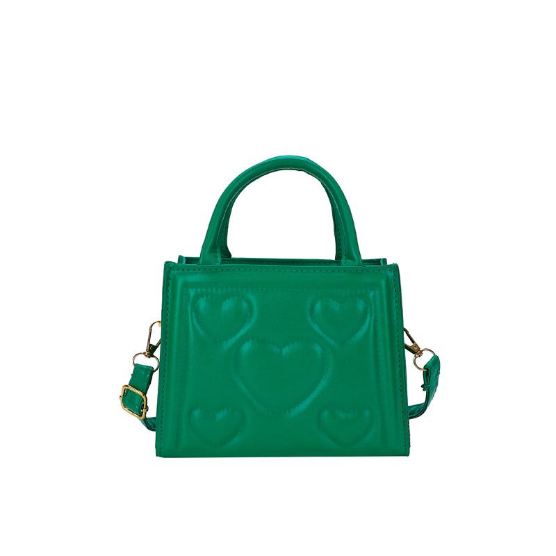 

Жіноча сумочка з рельєфним рельєфом мода, весна 2024, корейська версія, повсякденна універсальна сумка через плече, солодкого кольору, маленька квадратна сумка зелений