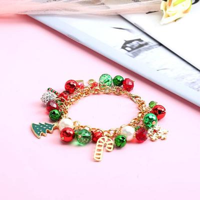Christmas Bracelet Bell Faux Crystal Snowflake Christmas Tree Bracelet for Party