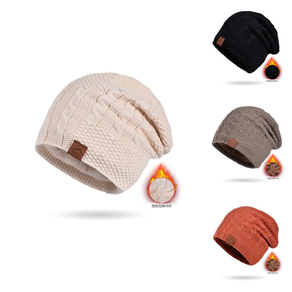 Knitted Winter Hat For Women With Thickening Lining Windproof Warmth For Outdoor Activities