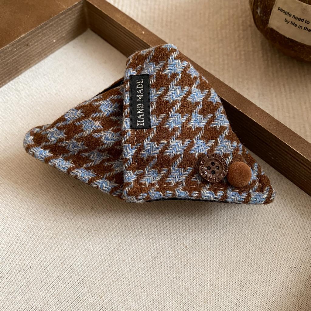 Retro autumn and winter fabric plaid button triangle hairpin exquisite shark clip hair accessories headgear women