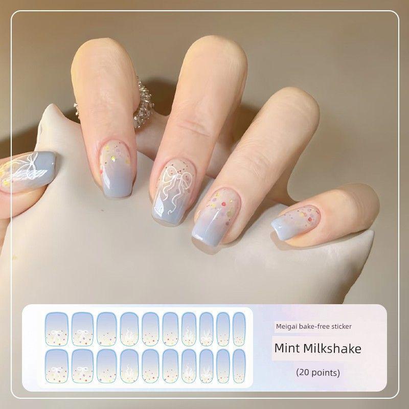 

Beauty Cover Baking-Free Gel Nail Stickers No Need Heating Lamp Seamless Waterproof Minimalist Elegant Pink Ins Nail Stickers PPW1163