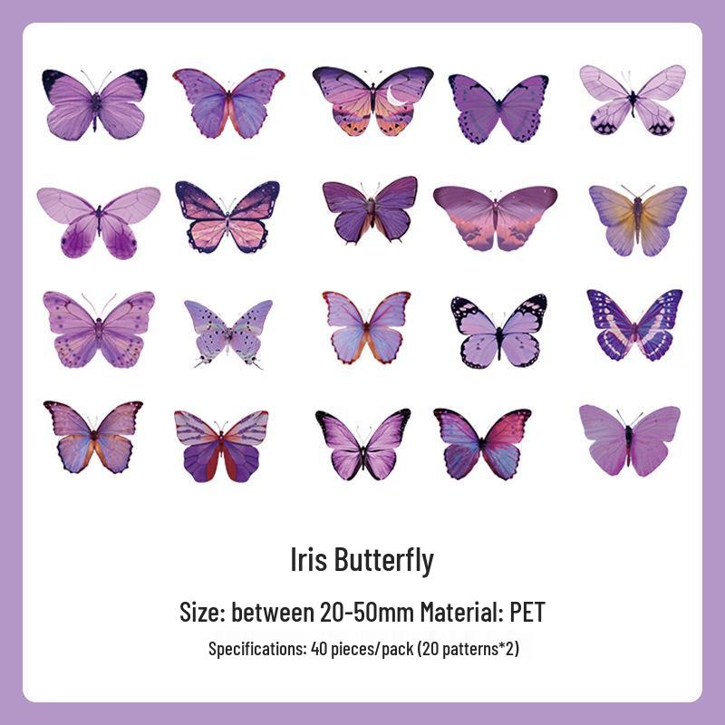 PET Butterfly & Cartoon Stickers for DIY Journaling, Guka Decoration, Kids' Water Bottles, and Scenery Designs.