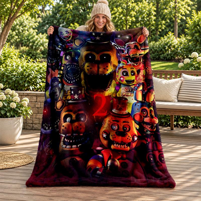Five Nights At Freddy Blanket Flannel Blanket Soft Cozy Plush Throw for Sofa Bed Lightweight Home Decoration Gifts for Christmas Various Holidays